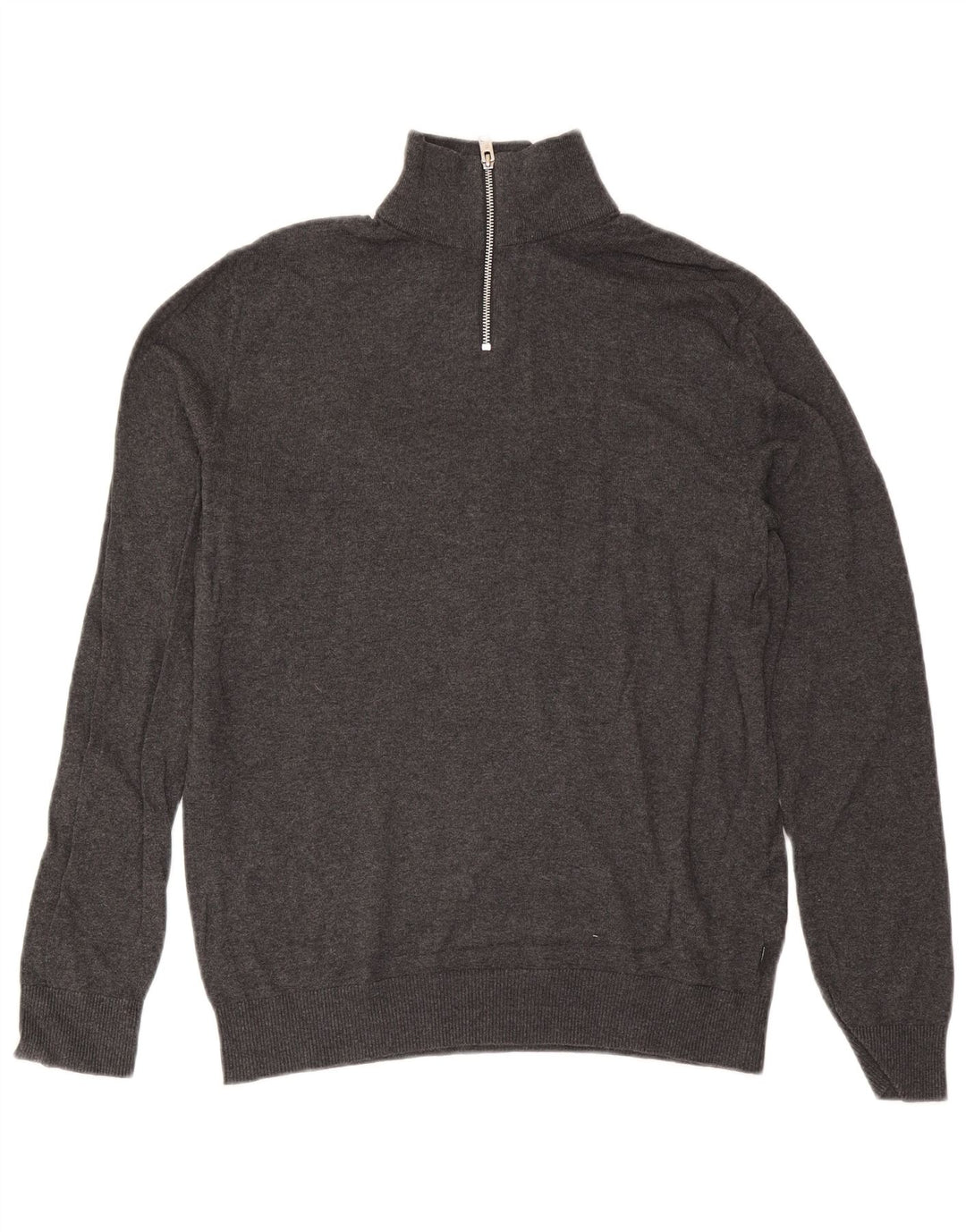 Męski sweter Jack & Jones z zamkiem błyskawicznym, średnioszary, bawełniany