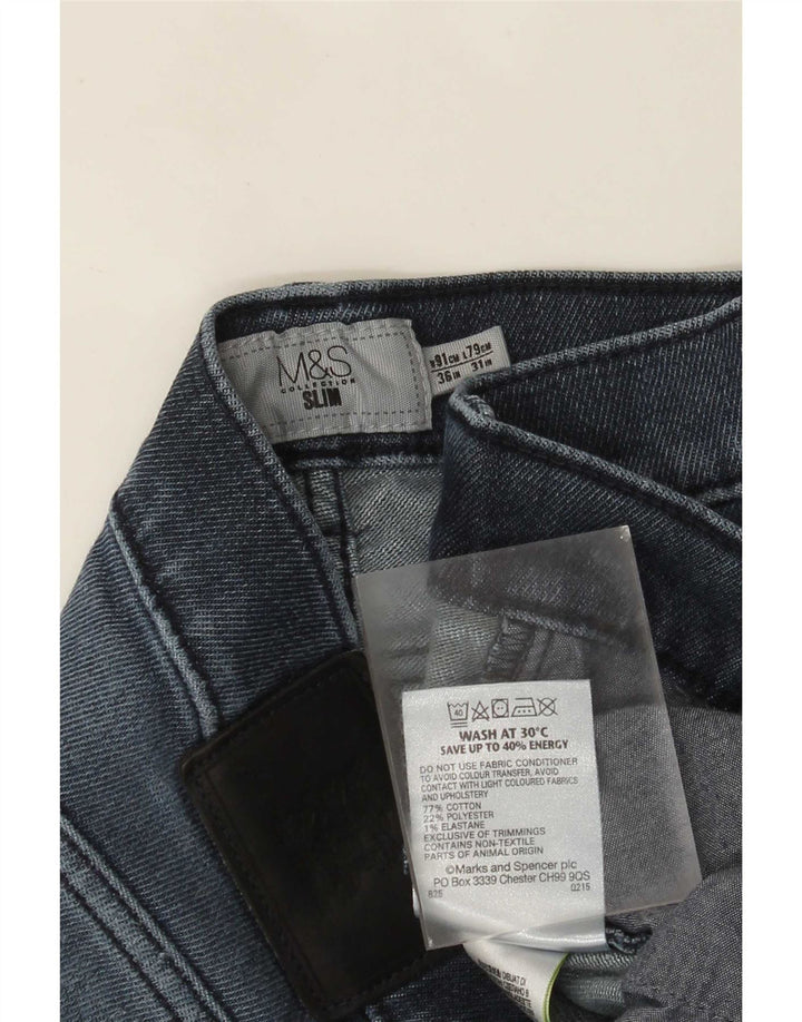 Marks & Spencer Męskie jeansy slim W36 L31 Niebieskie, bawełniane
