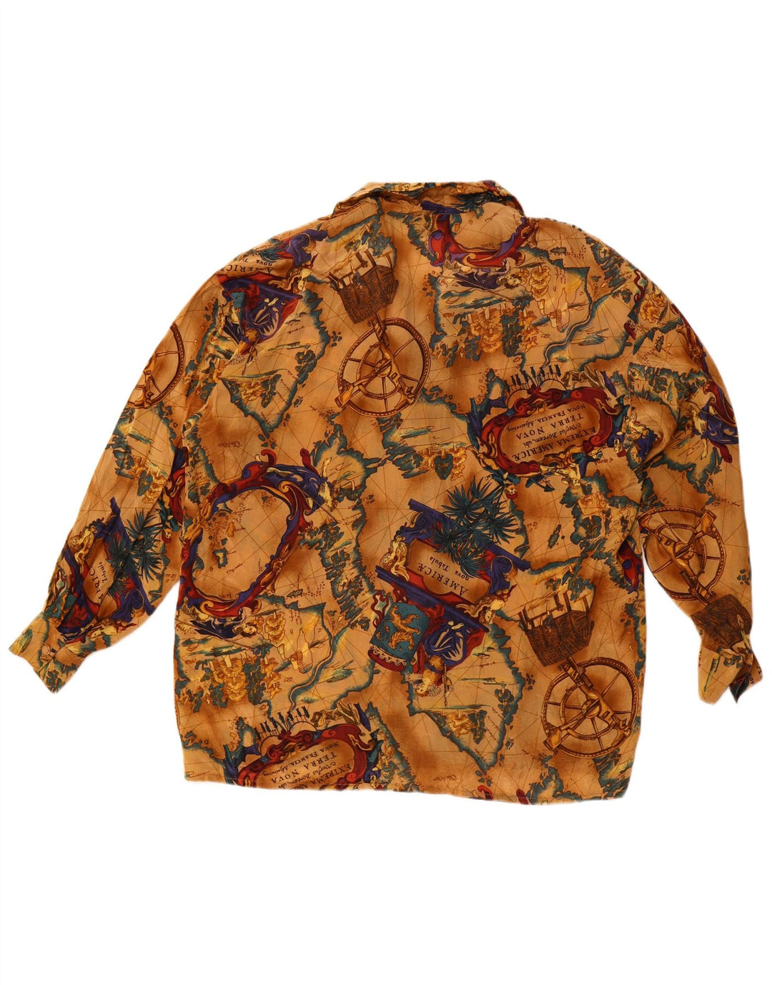 Damska bluzka koszulowa oversize w stylu vintage z grafiką UK 16, duża, beżowa, octanowa