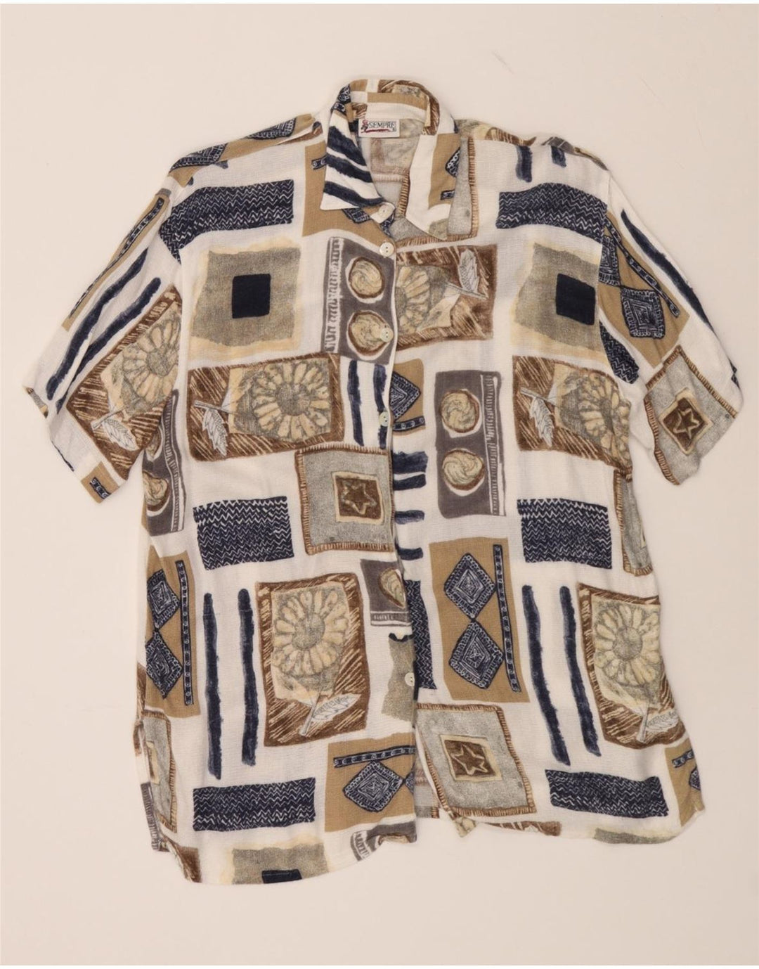 SEMPRE Womens Oversized Shirt Blouse EU 40 Medium Multicoloured Patchwork Vintage Sempre and Second-Hand Sempre from Messina Hembry 