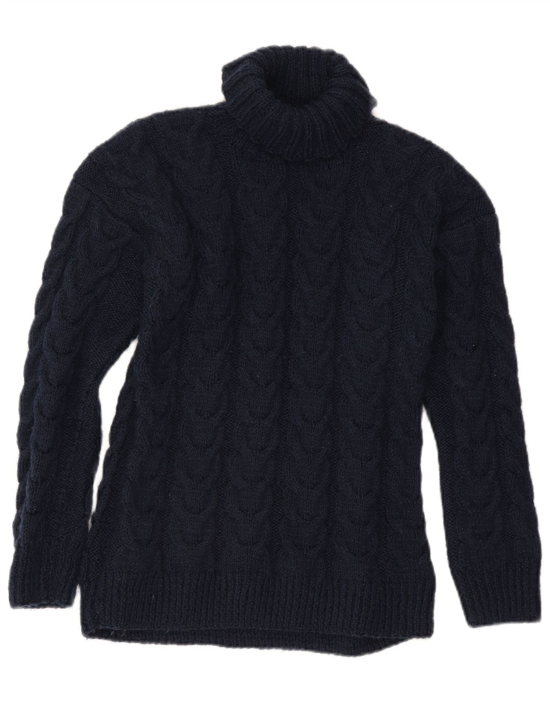 Sweter damski w stylu vintage z wywijanym dekoltem UK 16, duży, granatowy