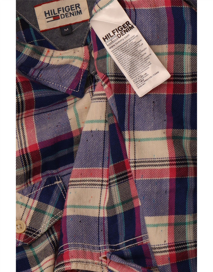 Męska koszula flanelowa TOMMY HILFIGER w średnią niebieską kratkę, bawełniana