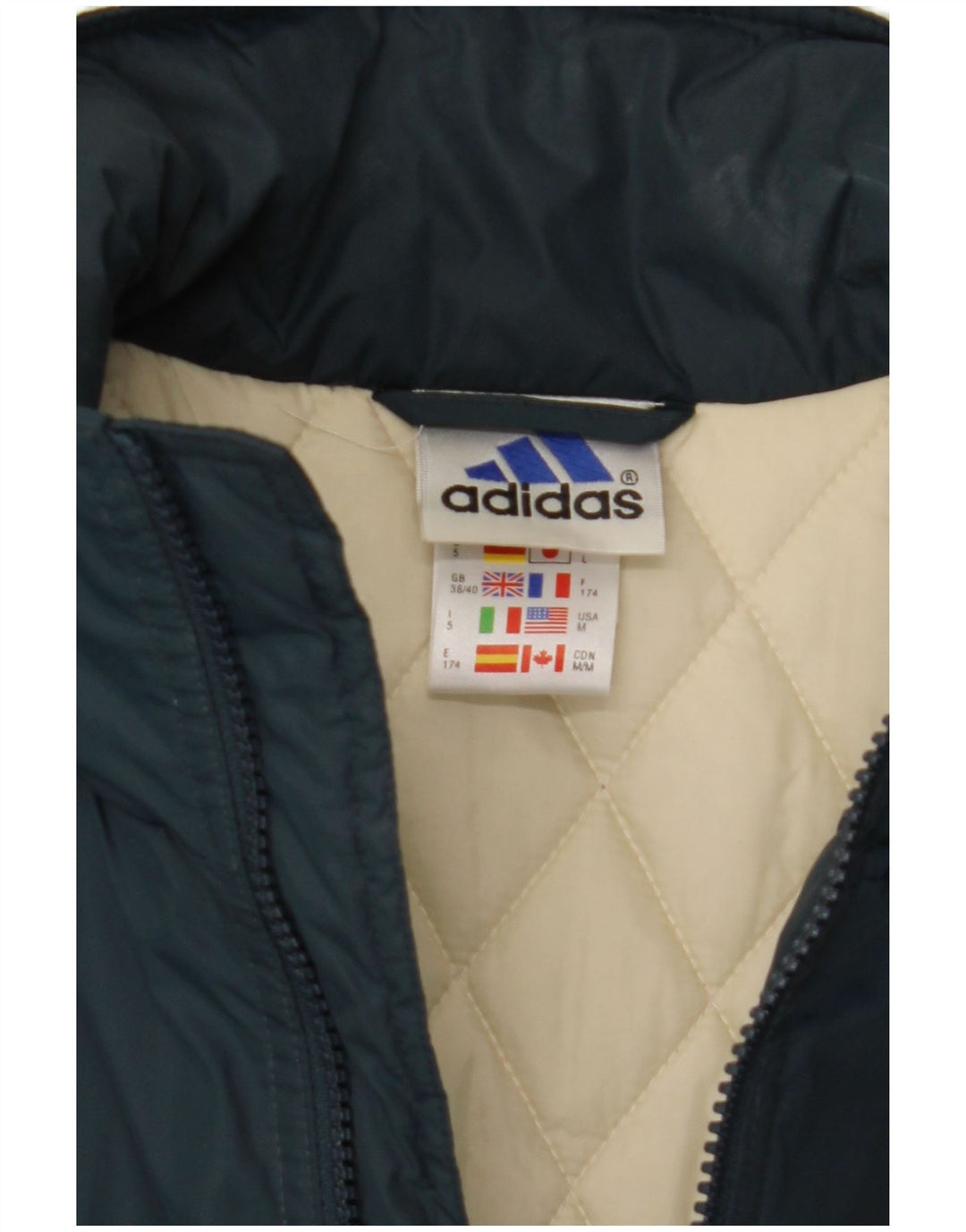 Męska ocieplana kurtka Adidas UK 38/40 Średni granatowy nylon