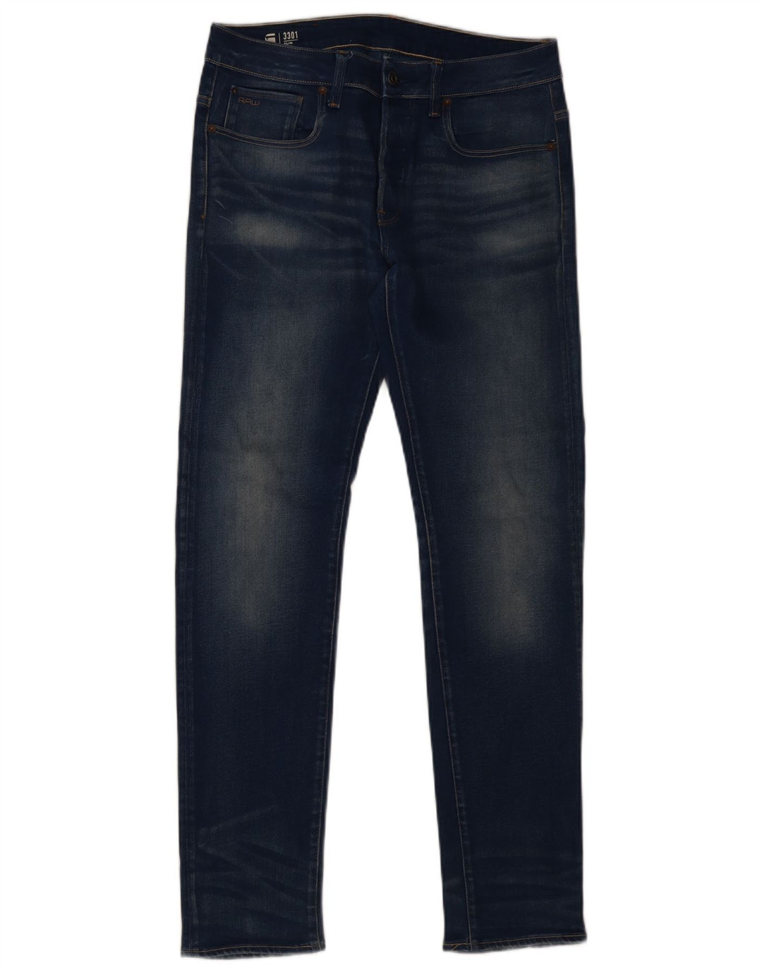 G-Star Męskie 3301 Slim Jeans W30 L32 Niebieska bawełna