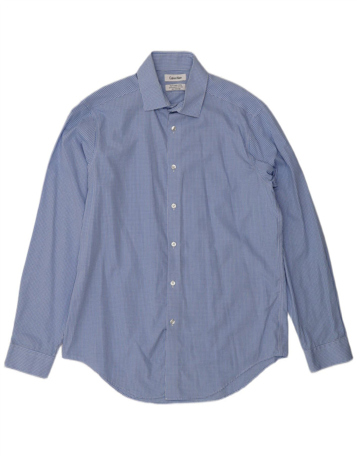 Koszula męska Calvin Klein Slim Fit, rozmiar 16, duża, niebieska kratka