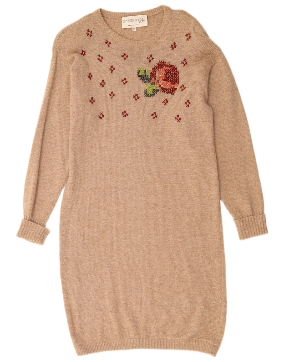 ST. GERMAIN Damska sukienka sweterkowa z długim rękawem EU 46 XL Beżowa Angora