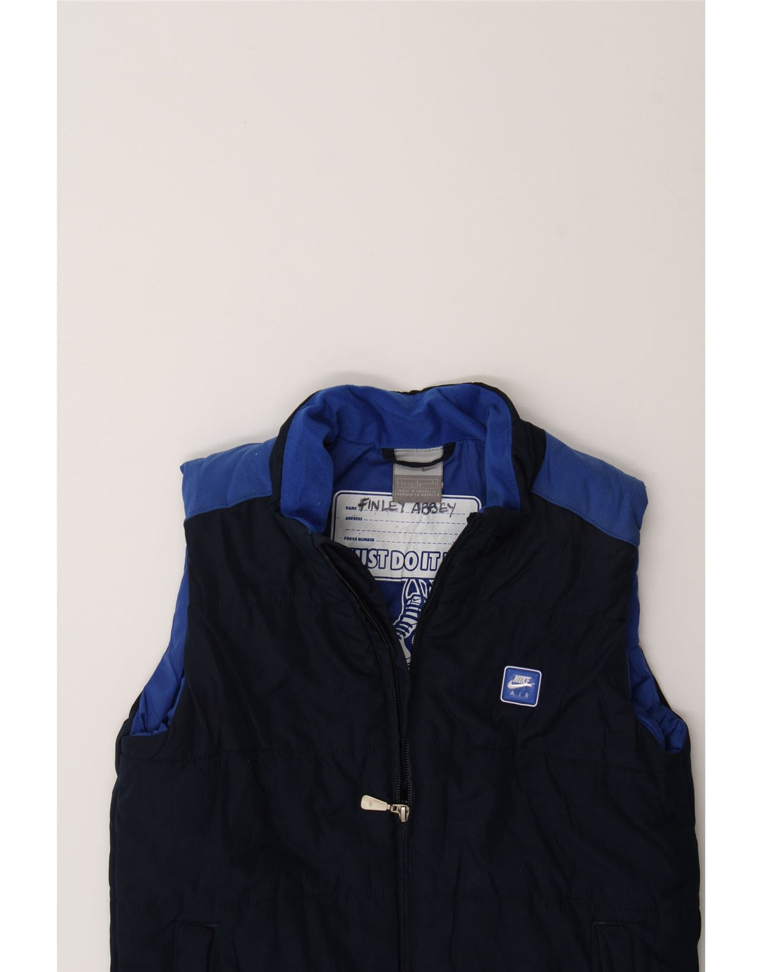 NIKE Boys Padded Gilet 7-8 Years Large Navy Blue Polyester Vintage Nike and Second-Hand Nike from Messina Hembry 