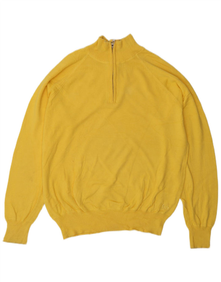 Męski sweter zapinany na zamek Sergio Tacchini, duży, żółty, bawełniany