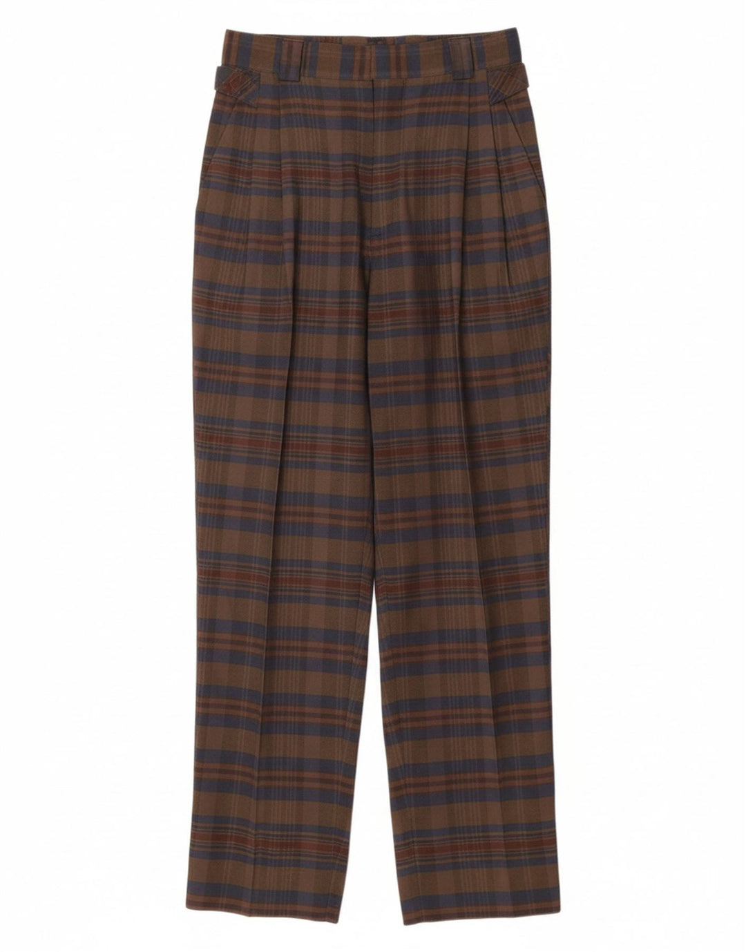 Damskie spodnie chino z wysokim stanem VINTAGE IT 44 Medium W26 L29 Brązowa kratka