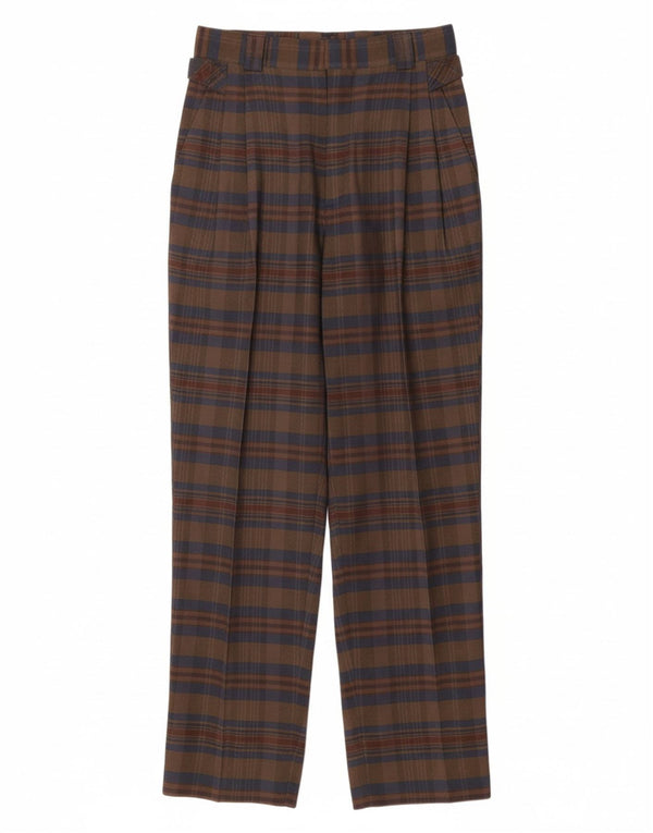 Damskie spodnie chino z wysokim stanem VINTAGE IT 44 Medium W26 L29 Brązowa kratka