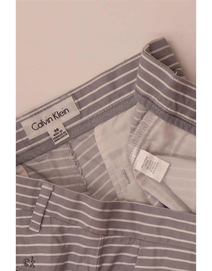 Męskie spodenki chino Calvin Klein W36, duże, szare, bawełniane w paski