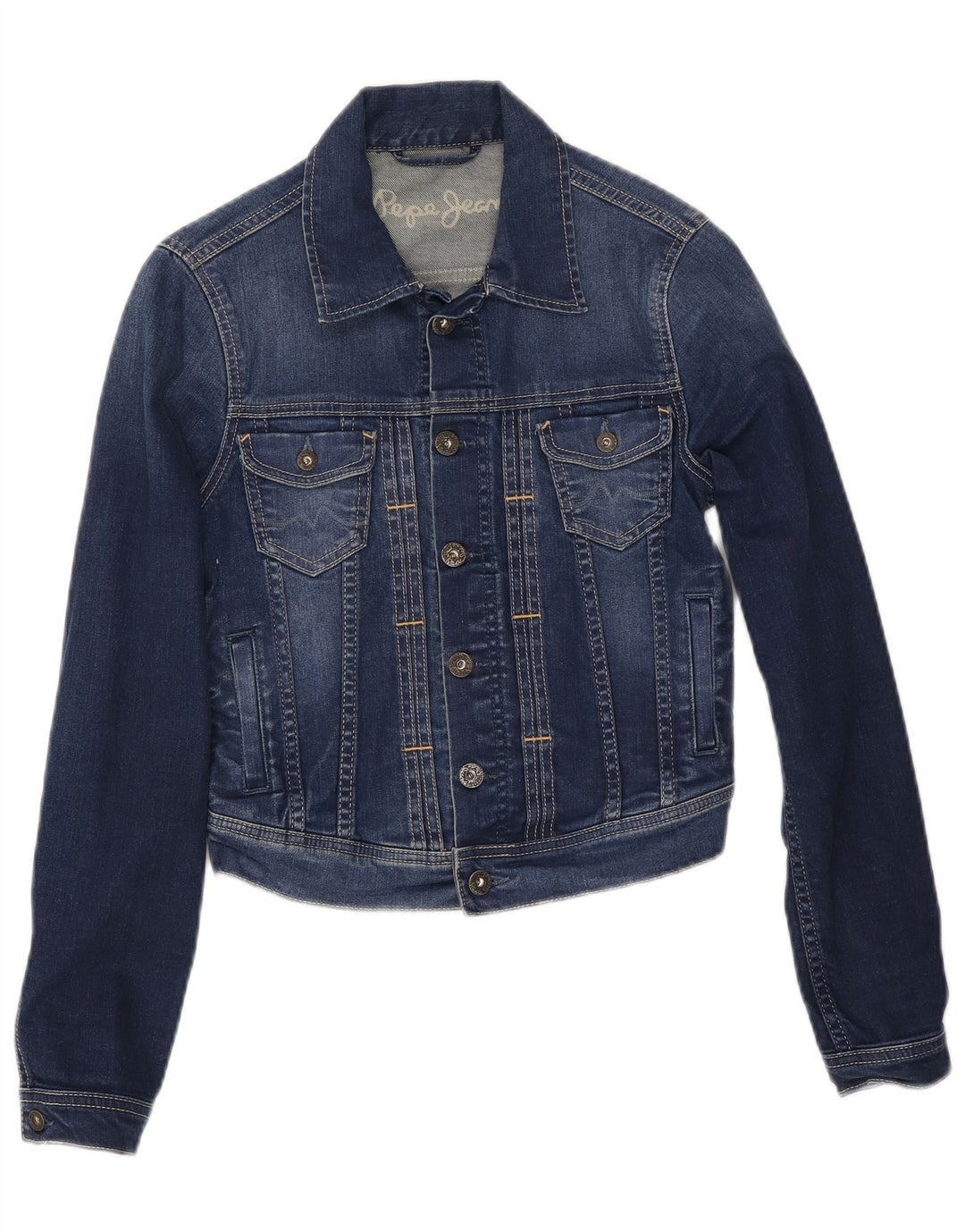 Kurtka damska PEPE Jeans Crop Denim UK 10 Mała niebieska bawełna