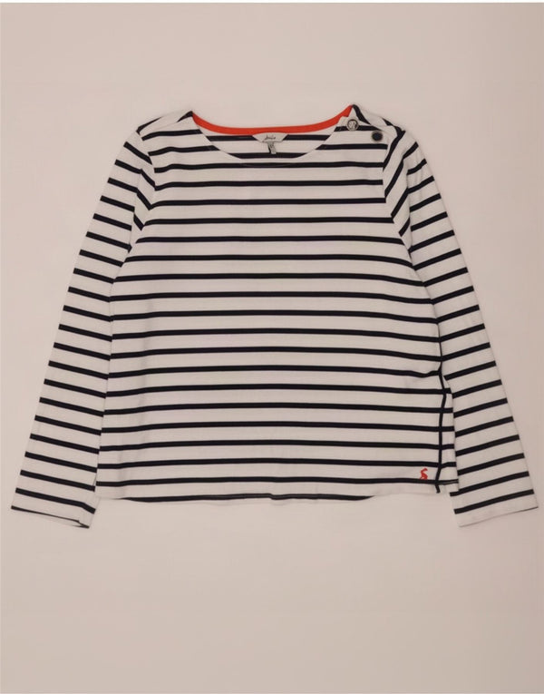 Jules Womens Top Long Sleeve UK 14 Large White Striped Cotton Nautical
