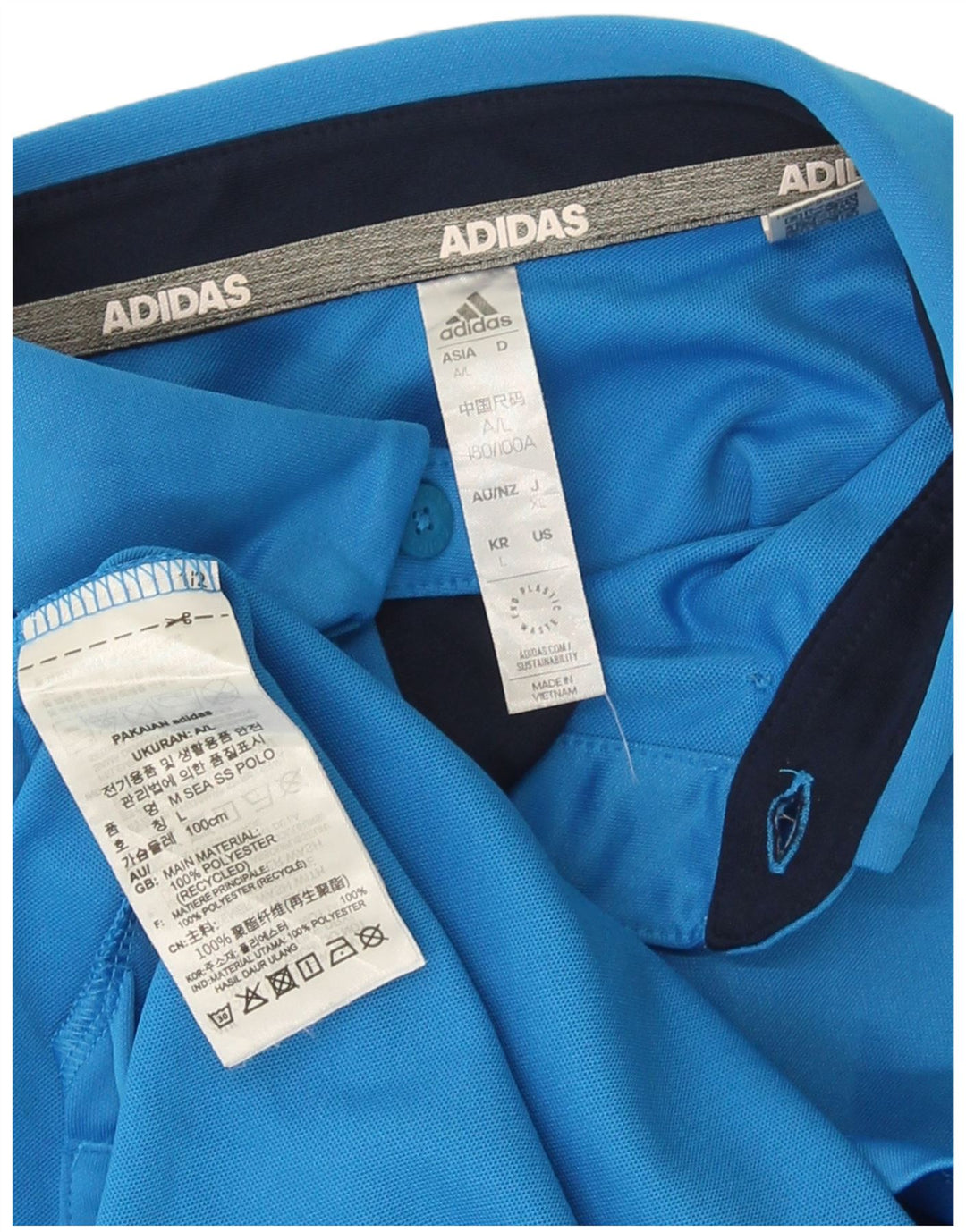Męska koszulka polo Adidas, duża, niebieska, z poliestru