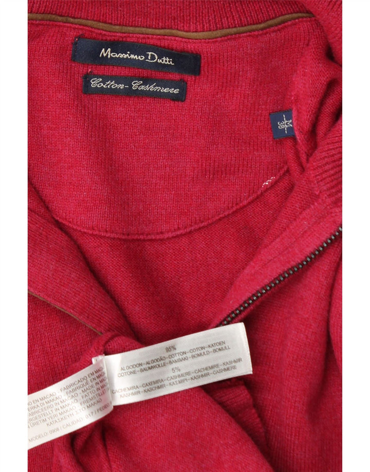 Męski sweter zapinany na zamek Massimo Dutti, średnioróżowy, bawełniany