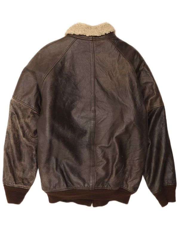 Vintage męska skórzana kurtka Sherpa IT 52 XL brązowa