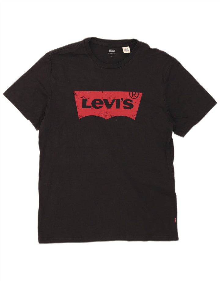 Męska koszulka z grafiką Levi's, średnia czarna bawełniana
