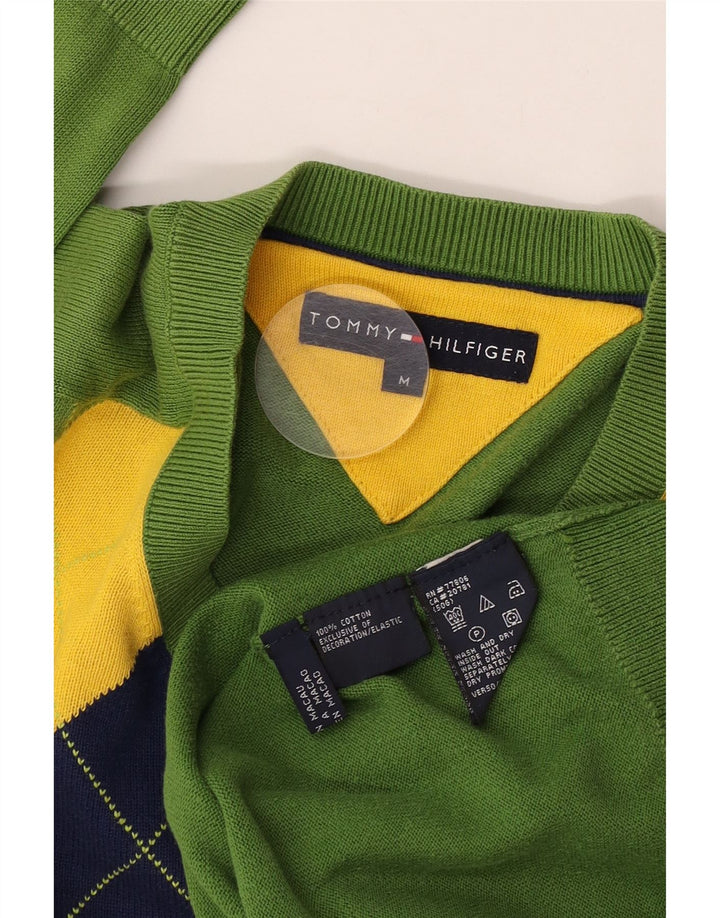 Męski sweter Tommy Hilfiger z dekoltem w kształcie litery V, średnio zielony Argyle/Diament