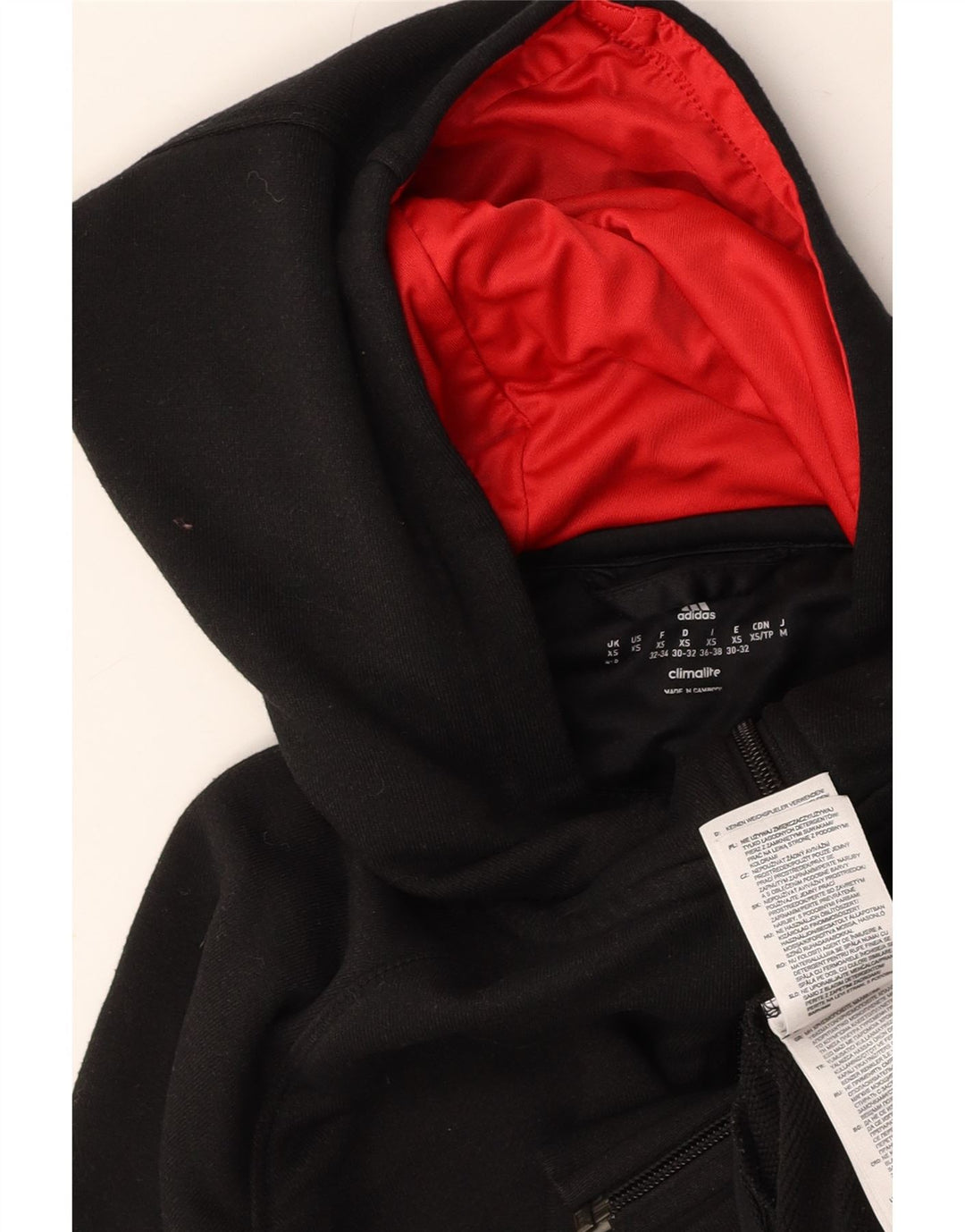 Damski sweter ADIDAS Climalite z kapturem i zamkiem, UK 4/6 XS, czarny poliester