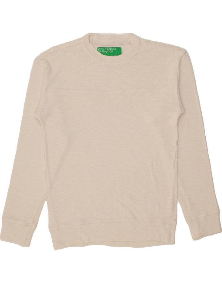 BENETTON Mens Crew Neck Jumper Sweater XS White Cotton Vintage Benetton and Second-Hand Benetton from Messina Hembry 