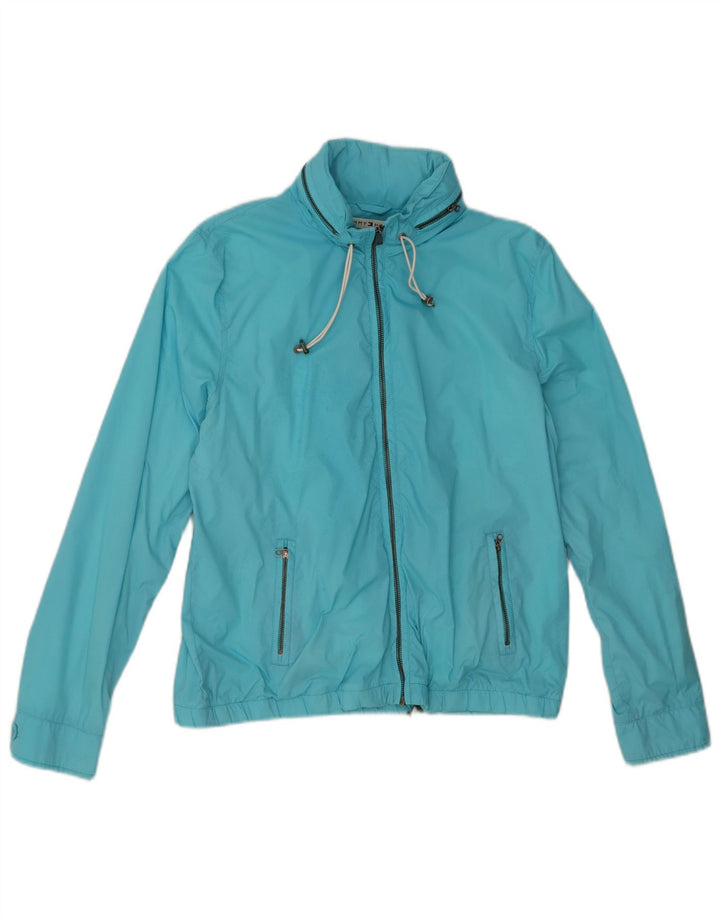 TOMMY HILFIGER Womens Hooded Rain Jacket UK 14 Medium Blue Nylon
