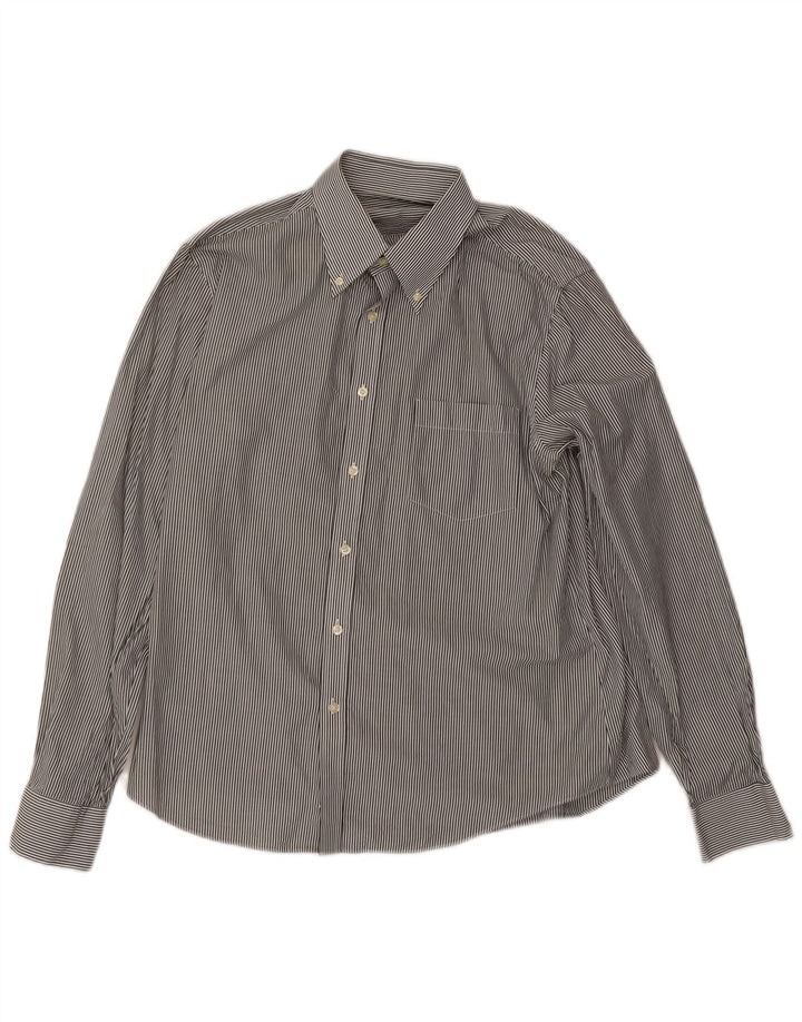 BENETTON Mens Shirt Medium Black Pinstripe