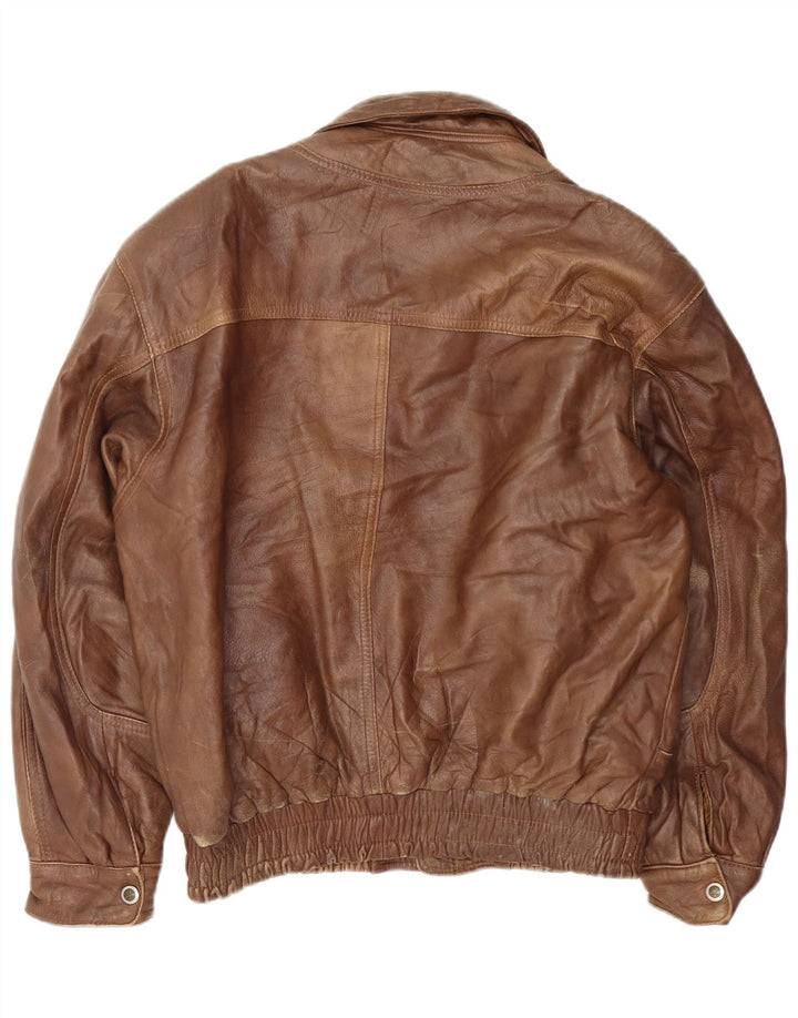 Vintage męska kurtka skórzana bomber UK 40 duża brązowa skóra