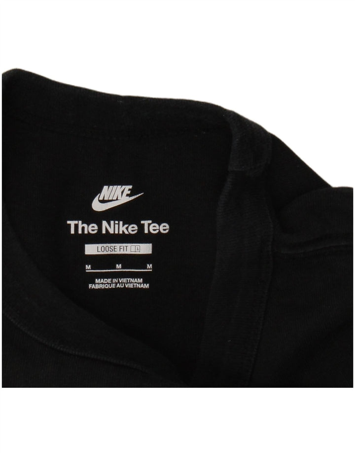 Męski T-shirt NIKE o luźnym kroju, średni czarny, bawełniany