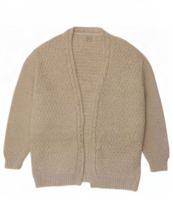 Sweter damski Fat Face Longline z otwartym kardiganem UK 14, duży, beżowy, akrylowy