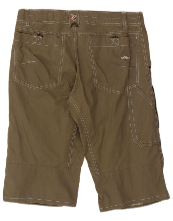 Męskie bermudy w stylu vintage Cargo W34, duże, bawełniane w paski khaki