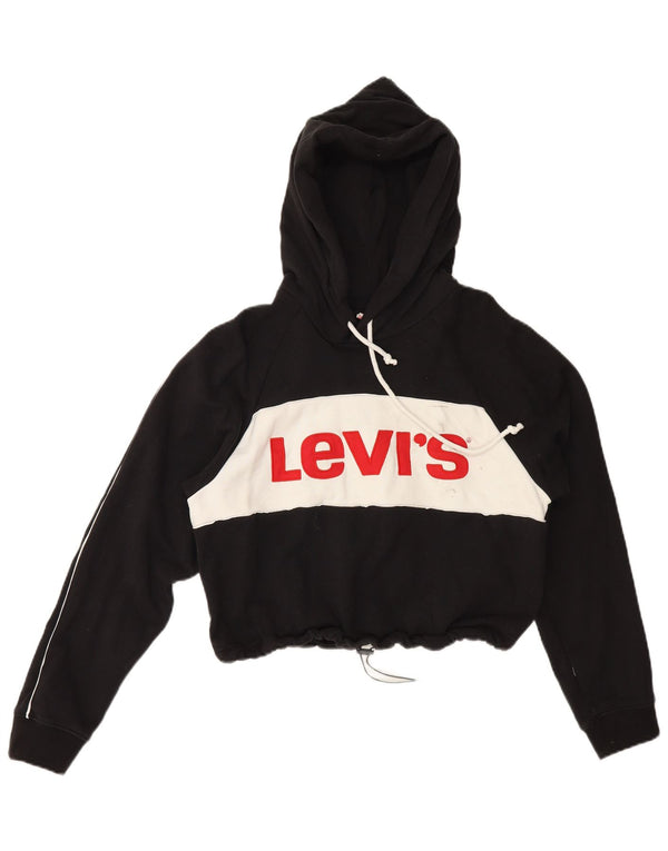 Damski sweter z kapturem Levi's Crop Graphic UK 14, średni czarny, blok kolorów