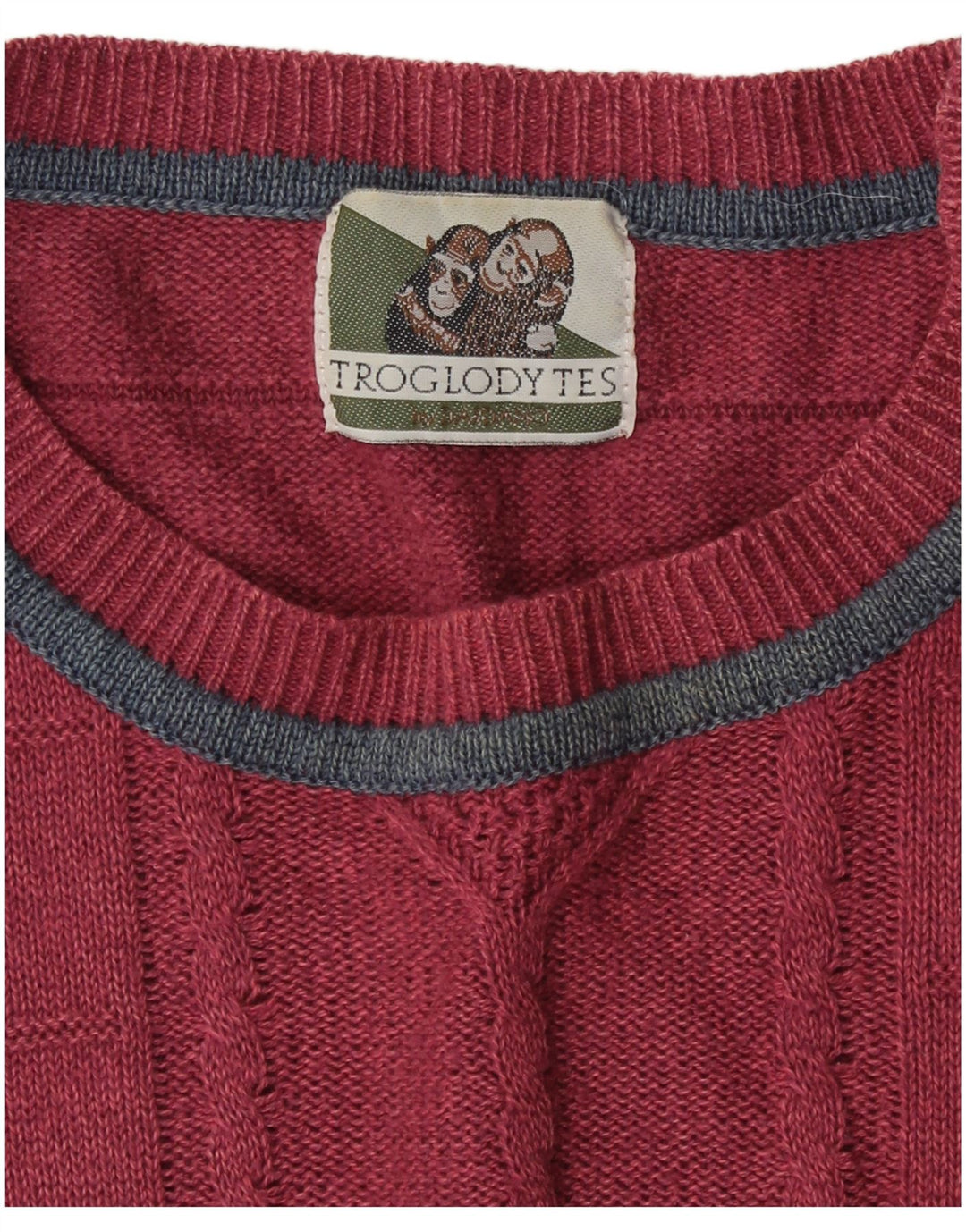 Vintage męski sweter z wycięciem pod szyją, duży, różowy kolor