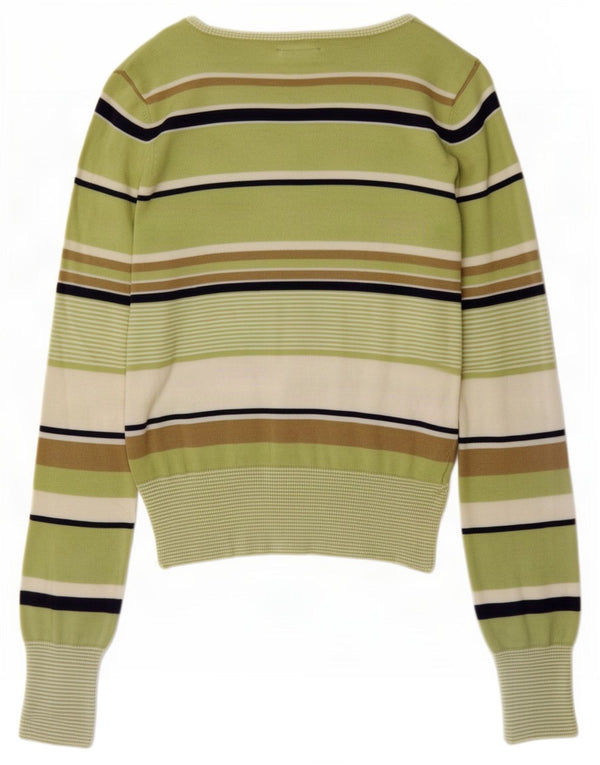 Damski sweter zapinany na guziki Woolrich UK 14, duży, zielony, bawełniany w paski