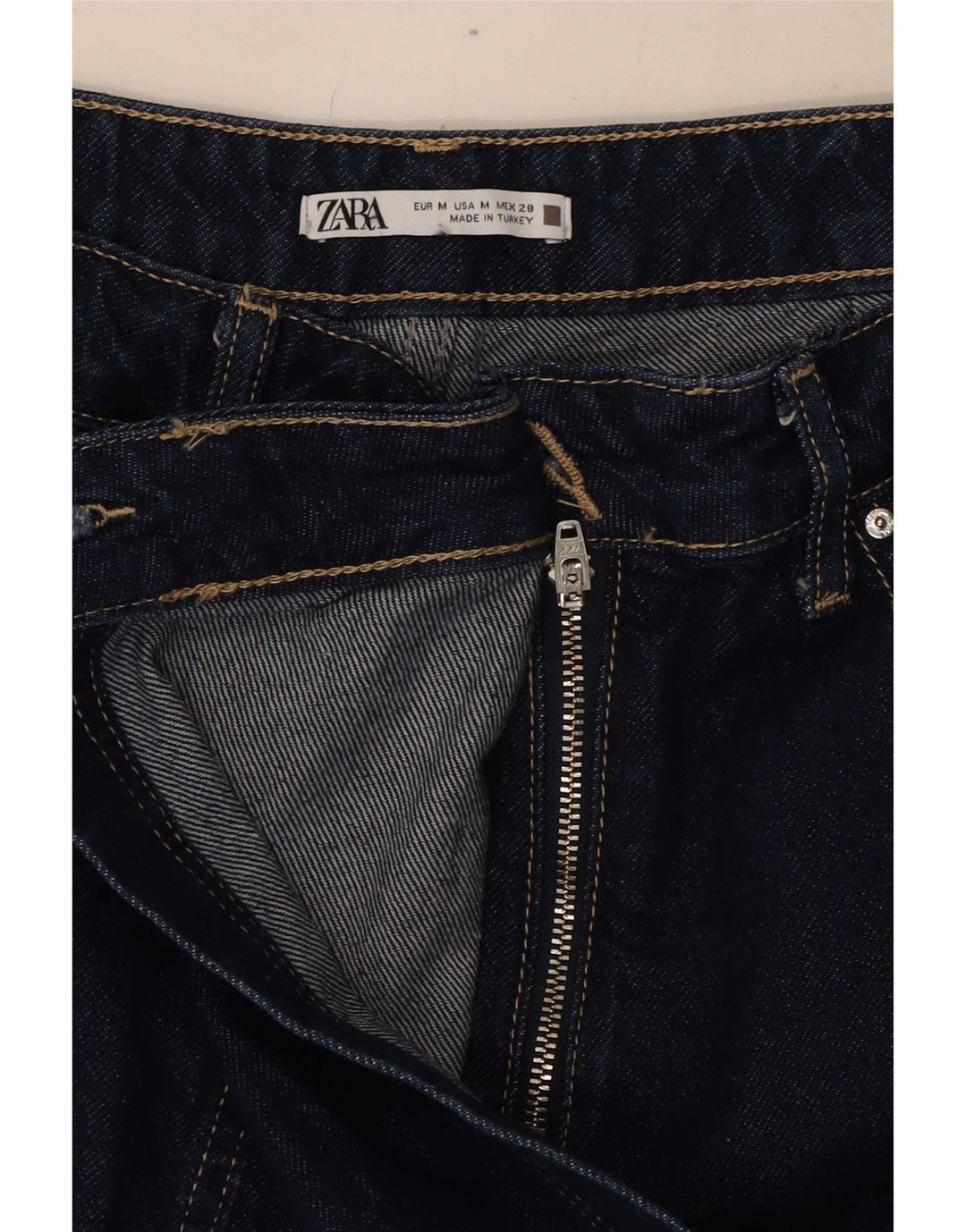 Damskie spodenki jeansowe Zara, średnie W28, granatowe, bawełniane