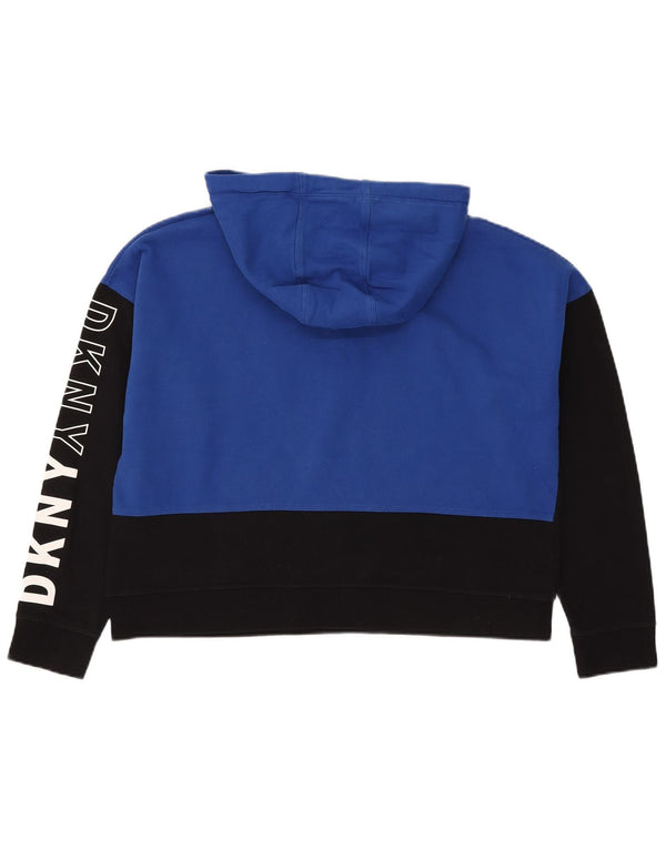 Damski sweter z kapturem Dkny Crop Graphic UK 16, duży niebieski blok kolorów