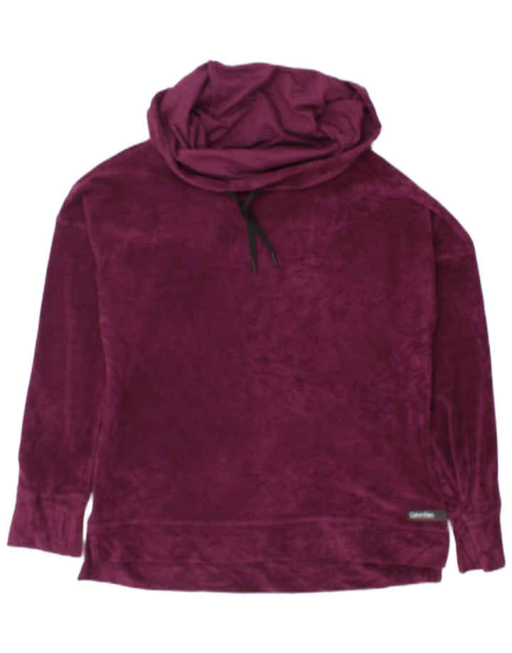 Damski sweter welurowy Calvin Klein UK 16, duży bordowy poliester