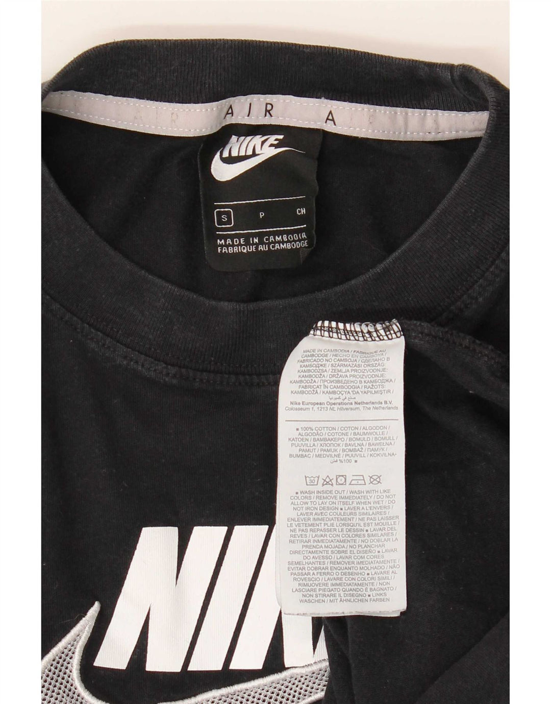 Męski T-shirt z grafiką Nike, mały, czarny, bawełniany