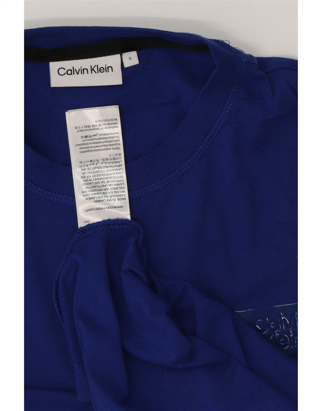 T-shirt męski Calvin Klein, mały, niebieski, bawełniany