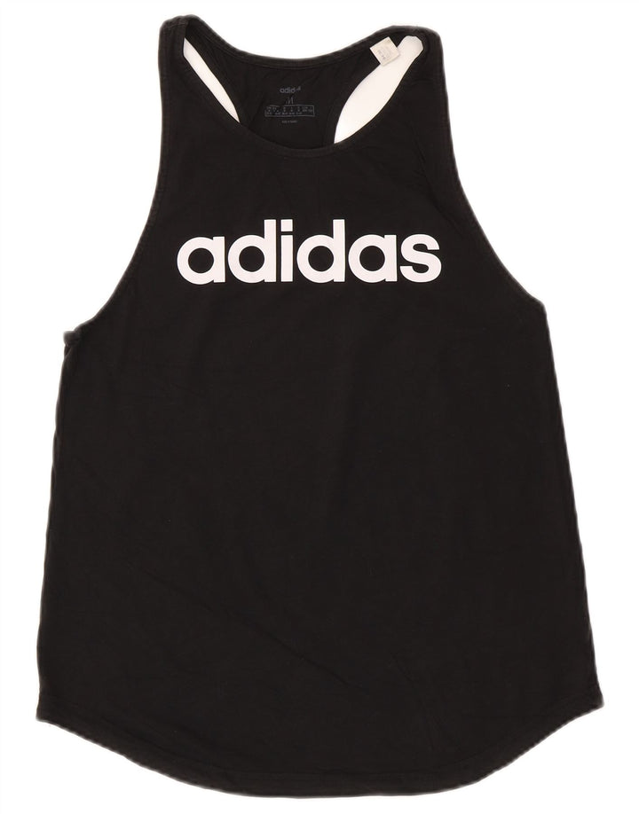 Damski top ADIDAS z grafiką, UK 12/14, średni czarny, bawełniany