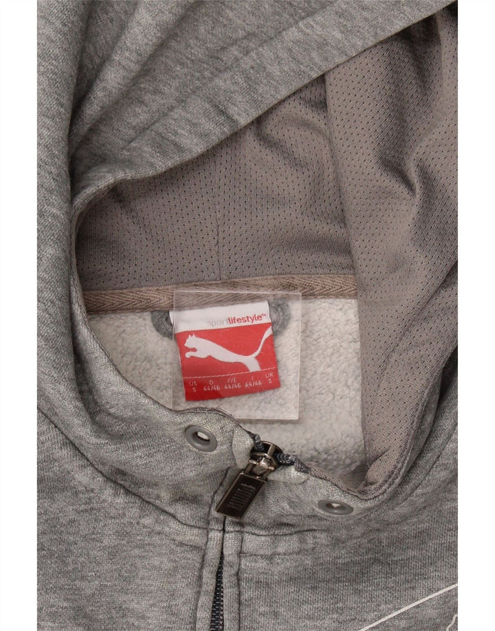 PUMA Mens Graphic Zip Hoodie Sweater Small Grey Cotton