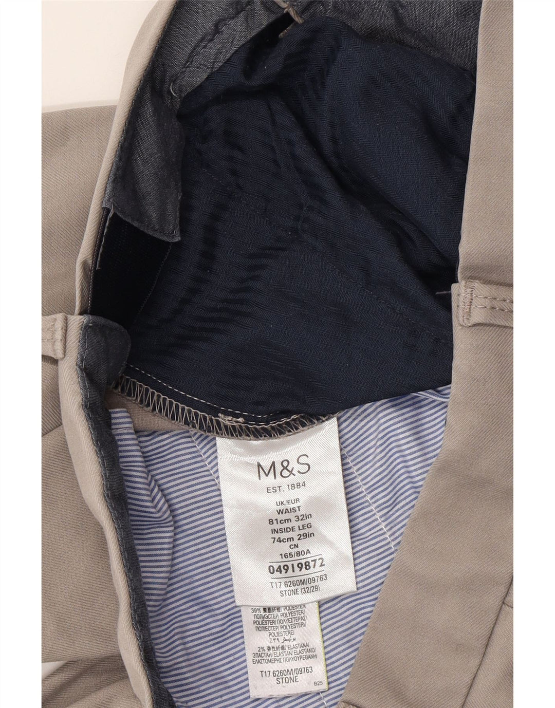 Marks & Spencer Męskie proste spodnie garniturowe W32 L28 Szara bawełna