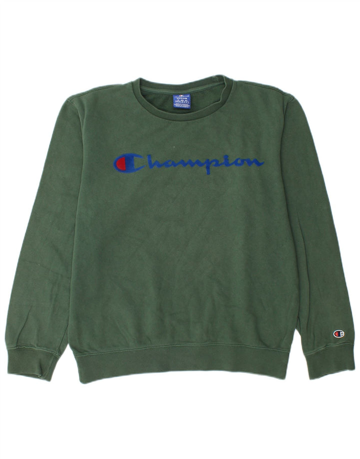 Męski sweter z grafiką CHAMPION, średni zielony