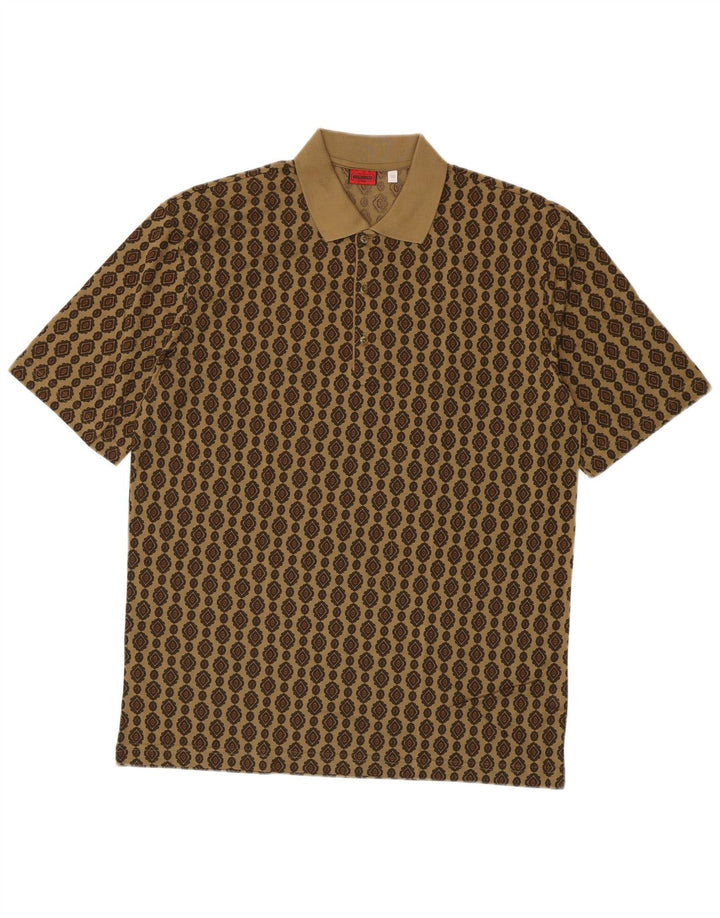 Męska koszulka polo Rodrigo IT 50, średnia, khaki, geometryczna bawełna