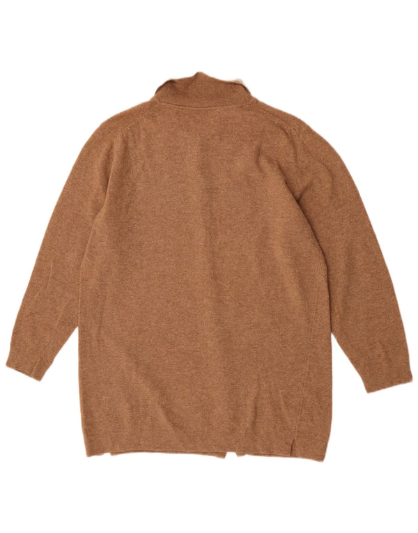 Damski sweter oversize Benetton UK 6 XS, brązowa, dziewicza wełna