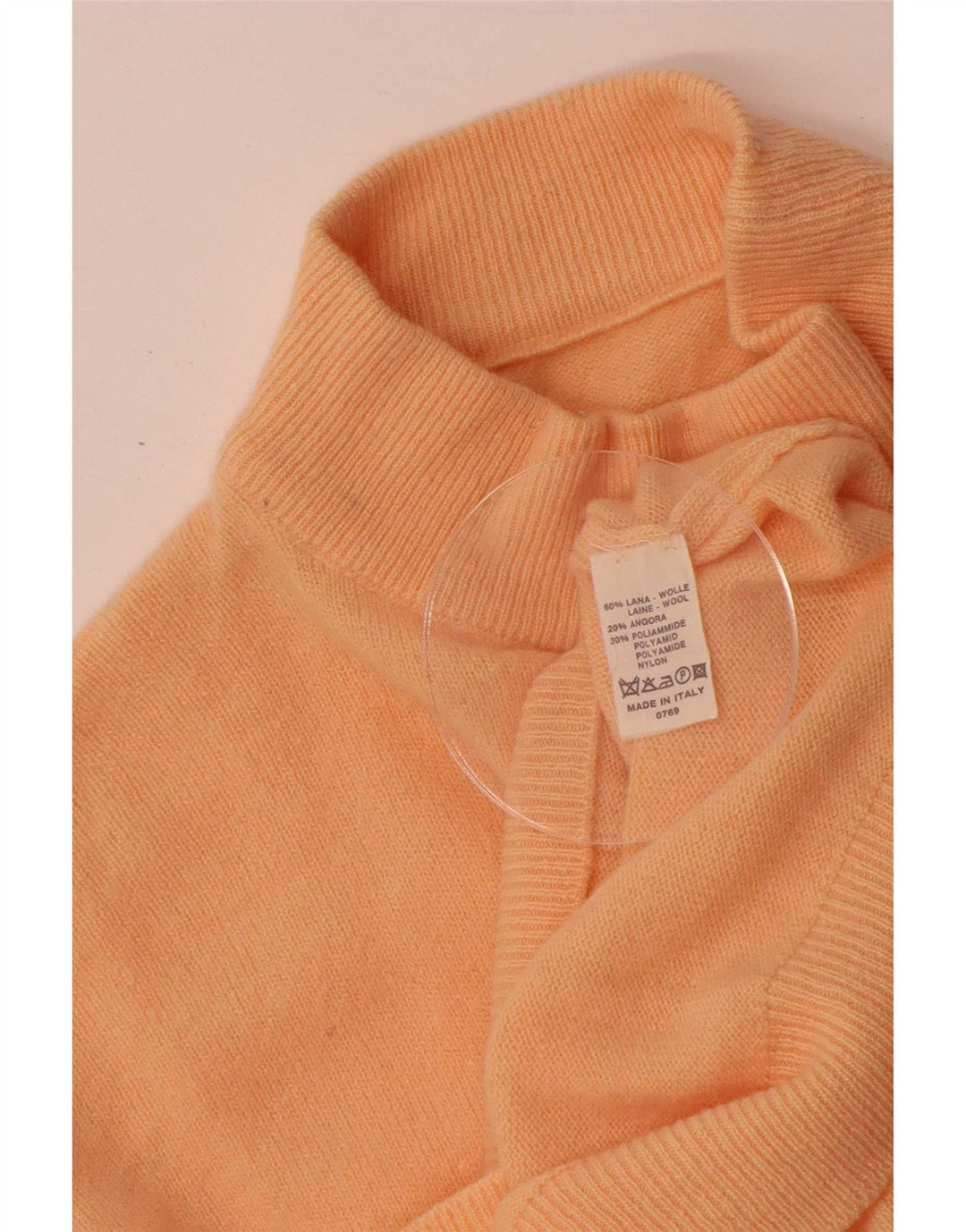 Sweter damski w stylu vintage z golfem IT 44 Średnia pomarańczowa wełna