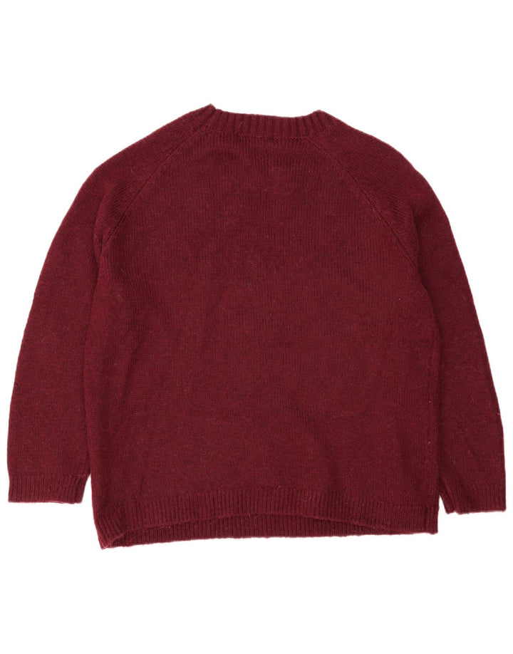 Marks & Spencer Męski sweter z okrągłym dekoltem, duży, bordowy, akrylowy