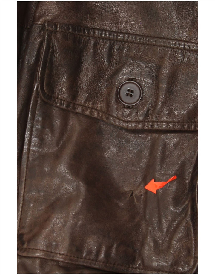 Minoronzoni 1953 Męska skórzana kurtka UK 42 XL Brązowa skóra