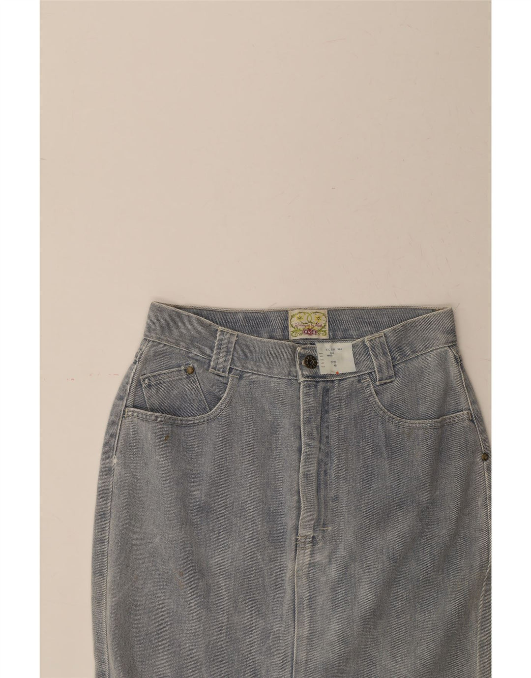 MASH Womens Denim Skirt W29 Medium Blue Cotton Vintage Mash and Second-Hand Mash from Messina Hembry 