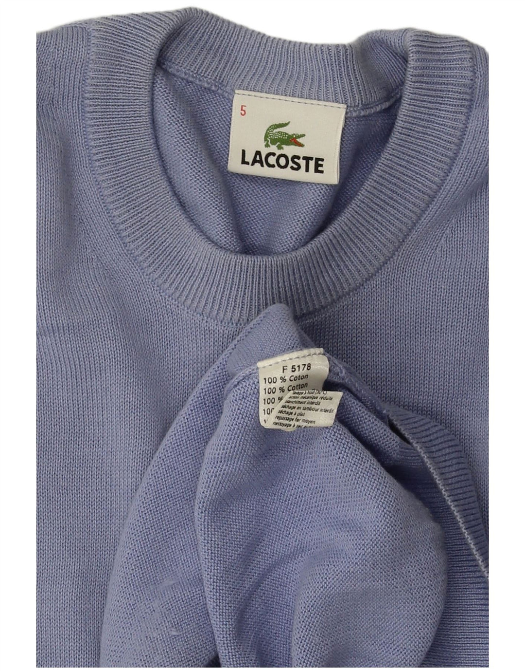 Męski sweter z okrągłym dekoltem LACOSTE, rozmiar 5, duży, niebieski, bawełniany