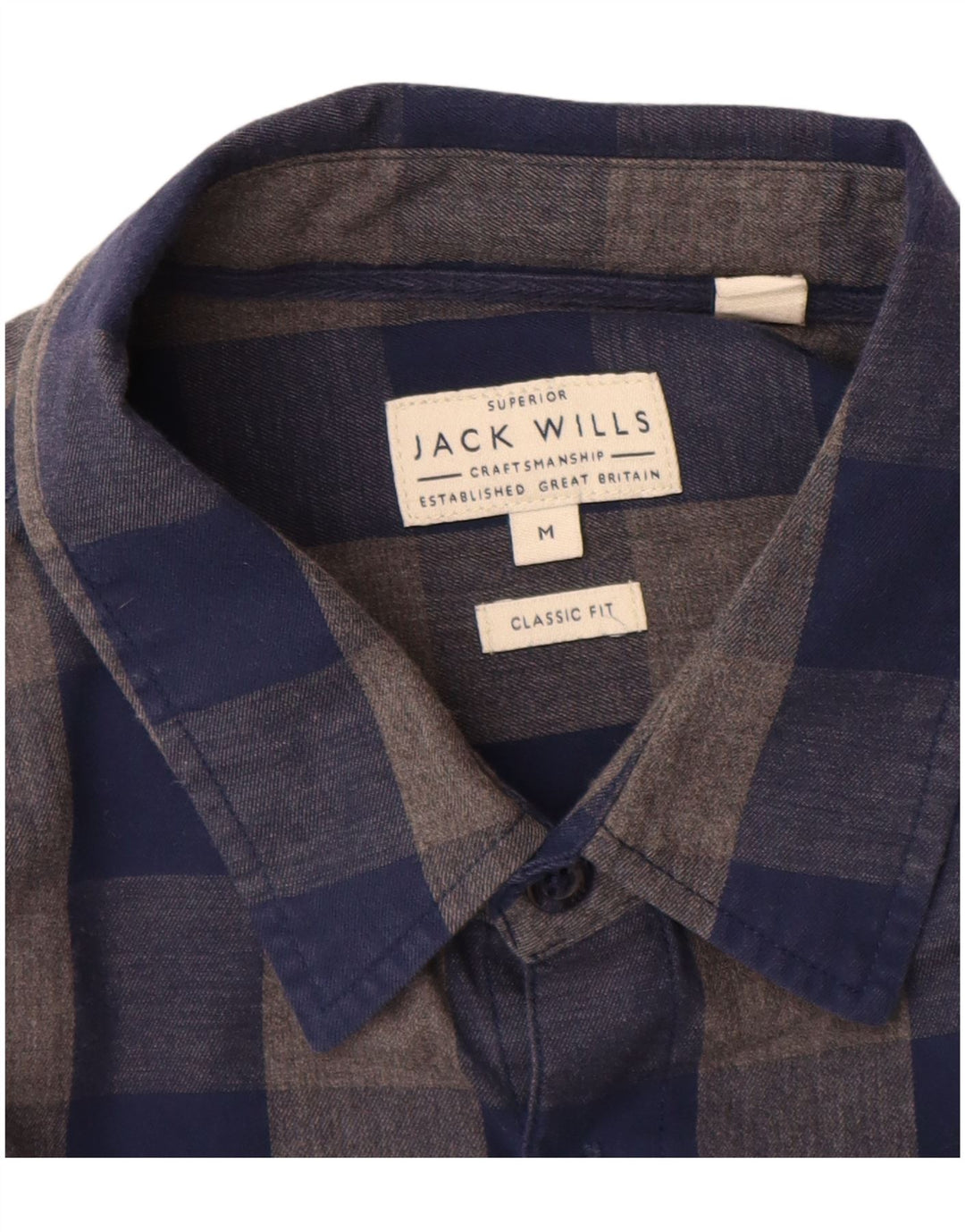 Koszula flanelowa męska Jack Wills o klasycznym kroju, średnia, granatowa, bawełniana w kratkę